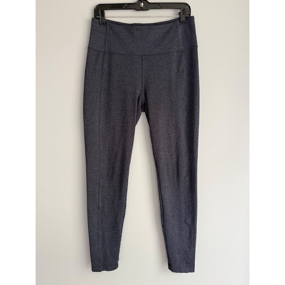 Athleta Delancey Herringbone Tight MT Gray High Waist Leggings Back Zip Pockets